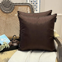 Dark Brown Luxury Pack of 2 - Brown Art Silk Throw Pillow Cover