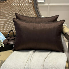 Dark Brown Luxury Pack of 2 - Brown Art Silk Throw Pillow Cover