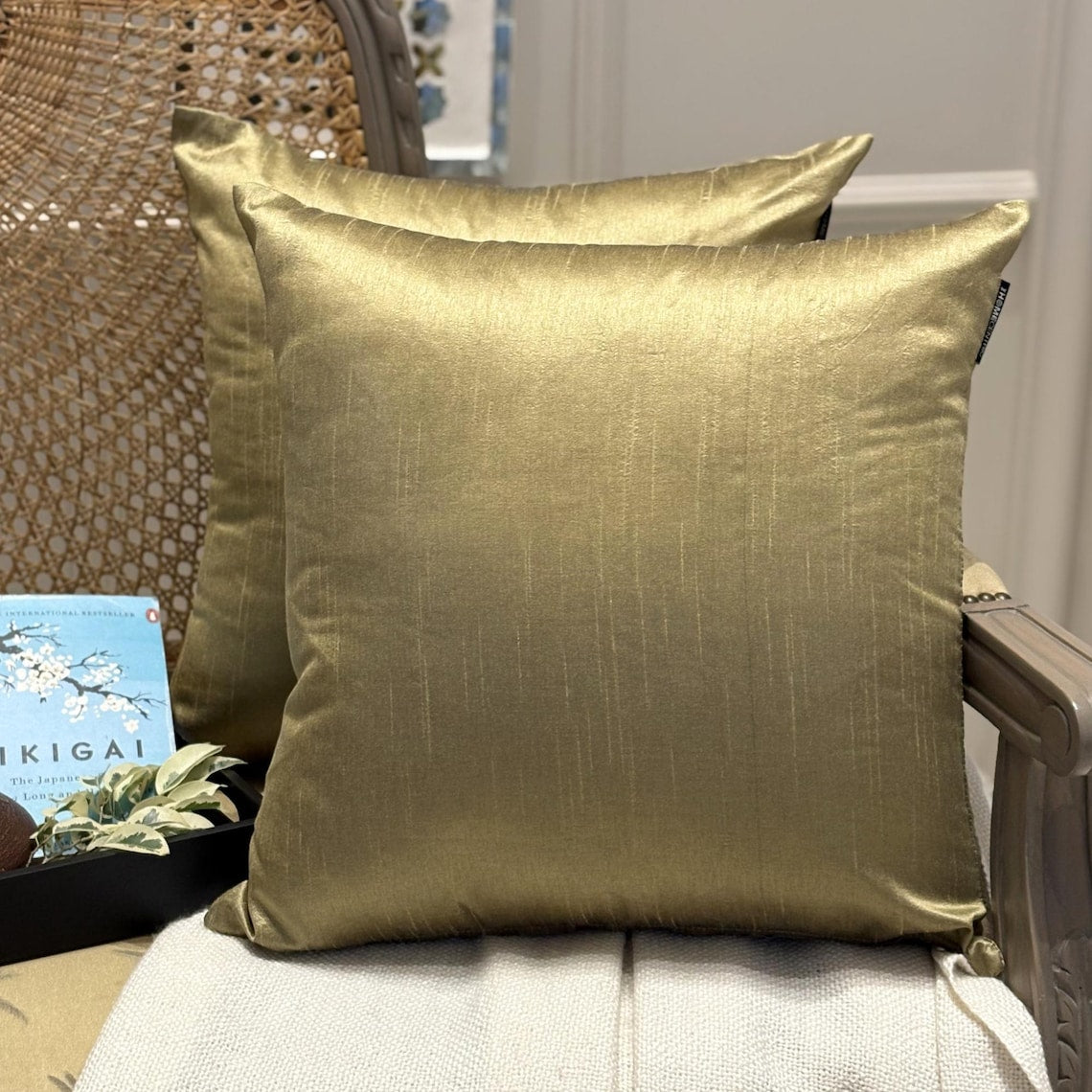 Antique Gold Luxury Throw Pillow Cover