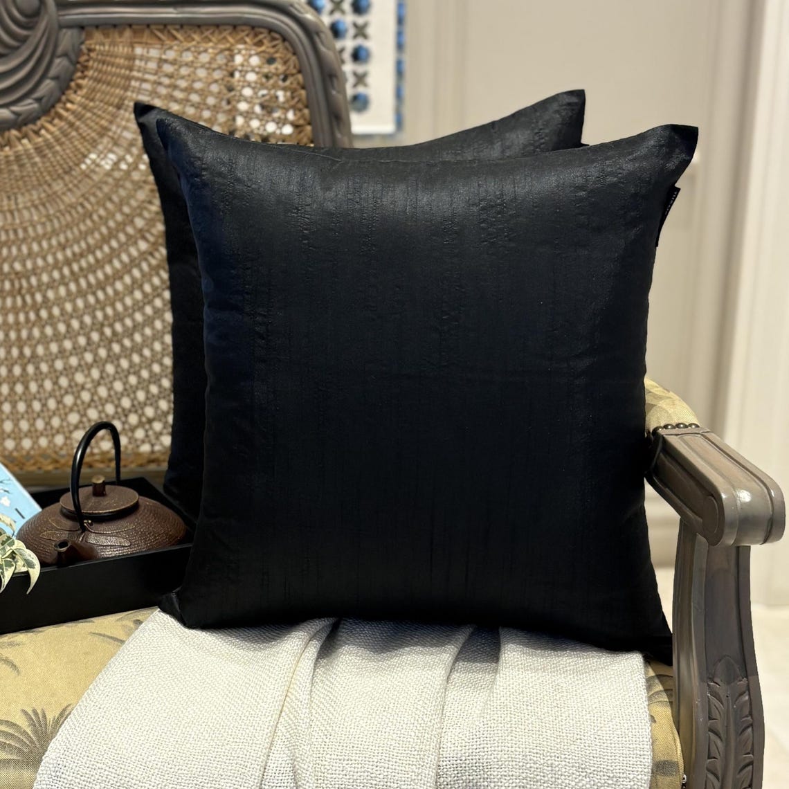 Black Luxury Throw Pillow Cover