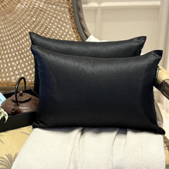 Black Luxury Pack of 2 - Black Art Silk Throw Pillow Cover