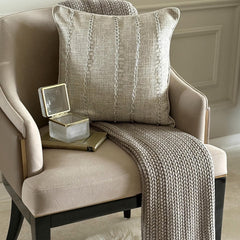 Chain Reaction - Grey Jute Throw Pillow Cover