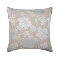 Floral Lady - Beige Jacquard Silk Throw Pillow Cover
