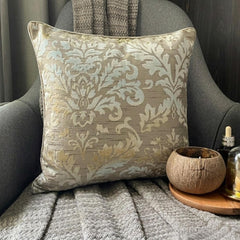 Creamy Damask - Cream Burnout Velvet Throw Pillow Cover