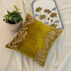 Gold Mythology - Lemon Grass Velvet Throw Pillow Cover