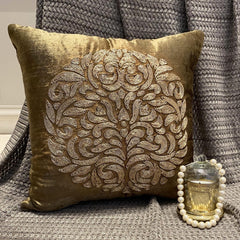 Circle Of Peace - Sage Green Velvet Decorative Euro Sham