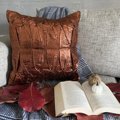 Stunning Bronzer - Copper Faux Leather Throw Pillow Cover