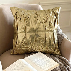 Stunning Gold - Gold Faux Leather Decorative Euro Sham
