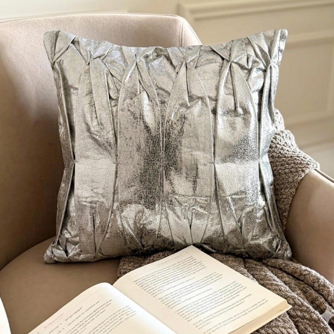 Stunning Silver Solid Color Throw Pillow Cover