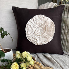 Vintage Blossoms - Brown Suede Decorative Euro Sham