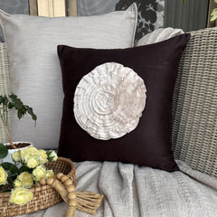 Vintage Blossoms - Brown Suede Throw Pillow Cover