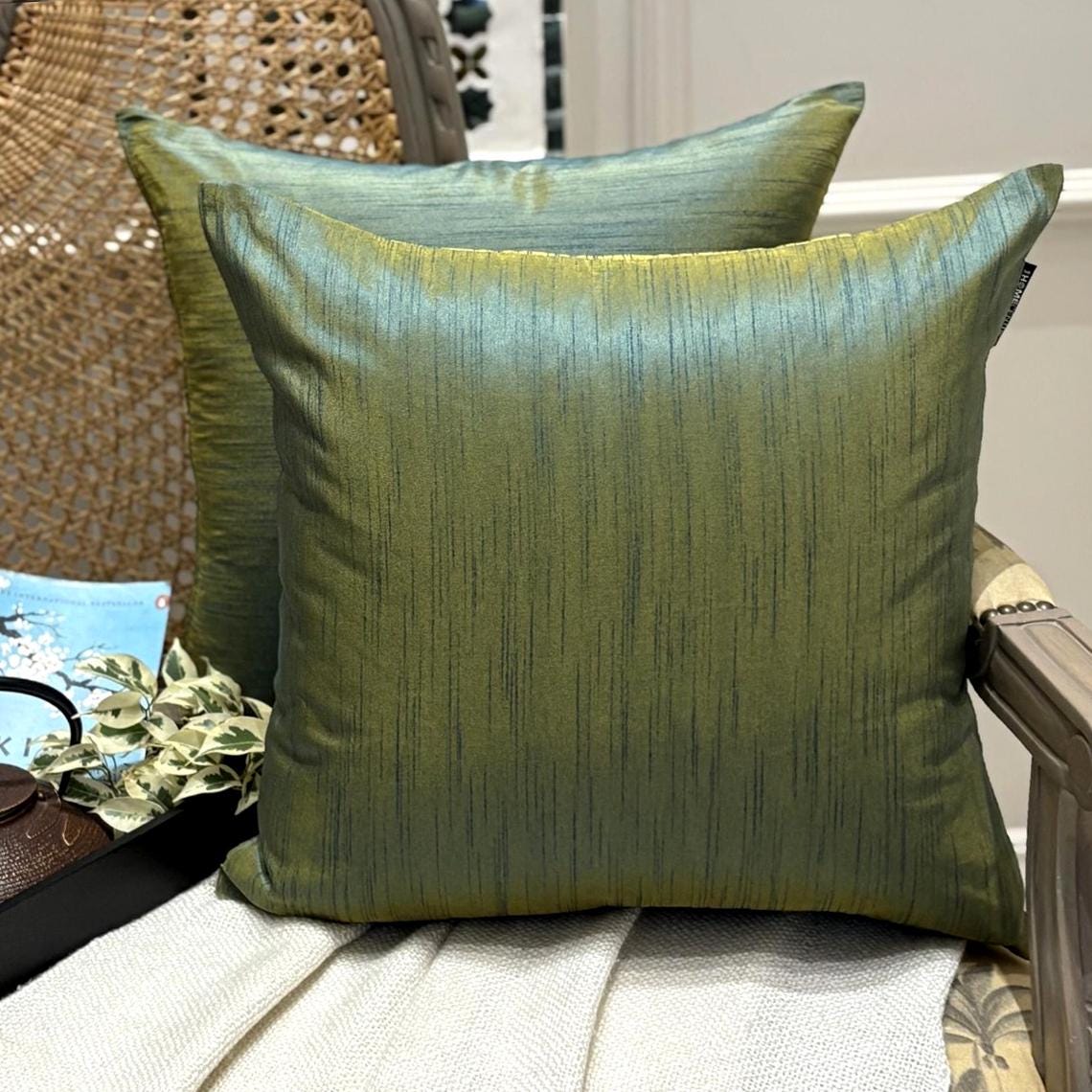 Teal And Yellow Luxury Throw Pillow Cover