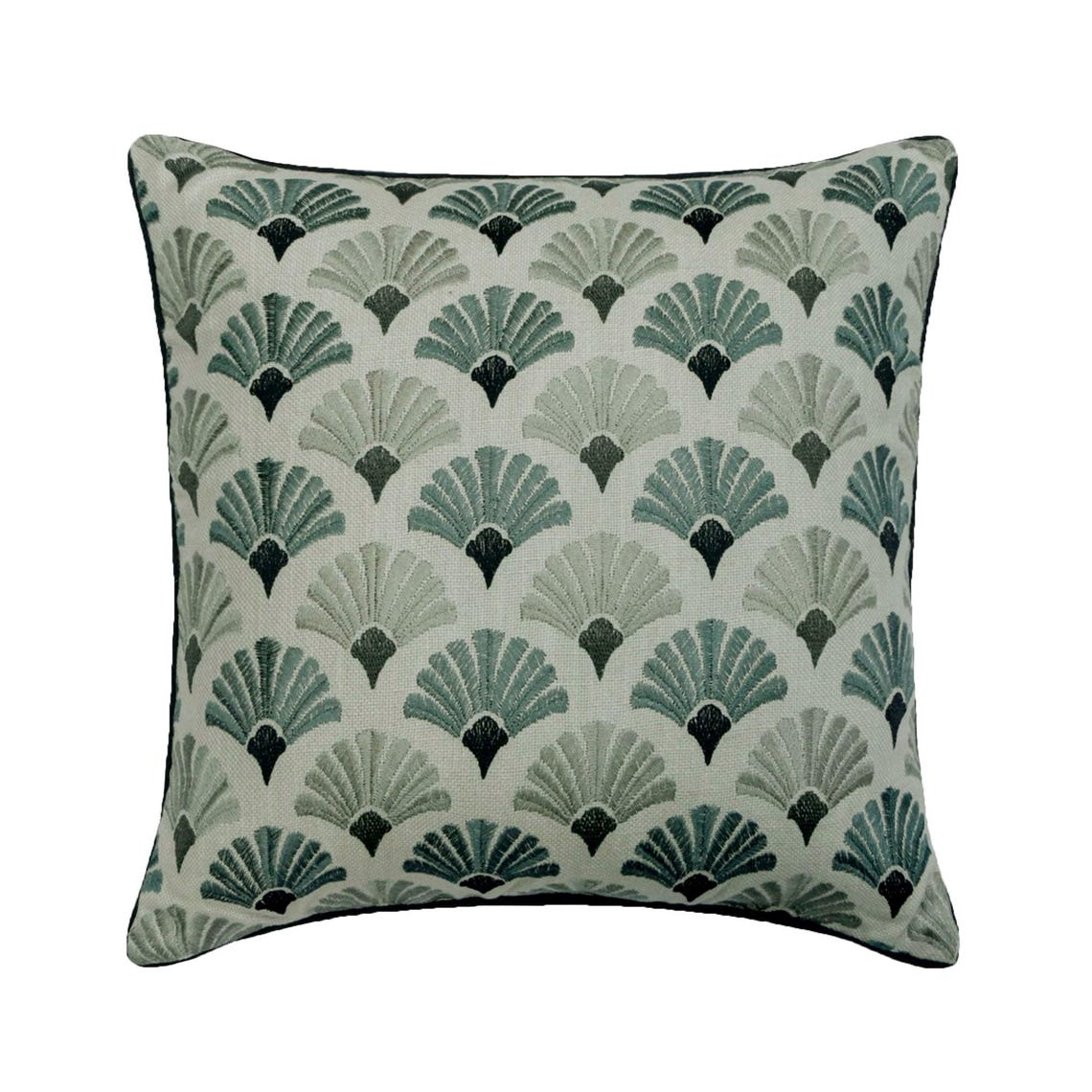 Flourish - Blue Cotton Throw Pillow Cover