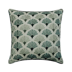 Flourish - Blue Cotton Throw Pillow Cover