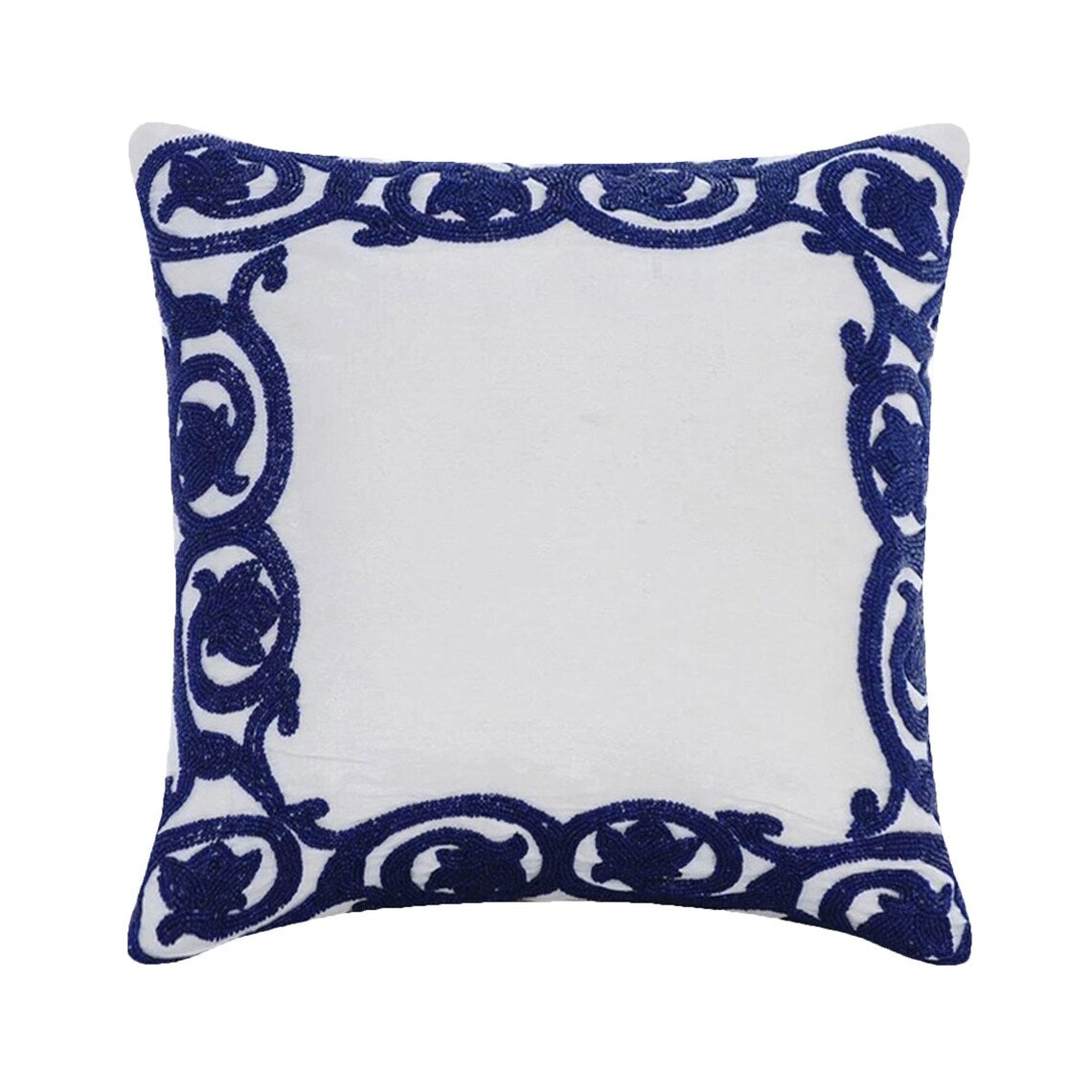 Turkish Border - White Art Silk Throw Pillow Cover