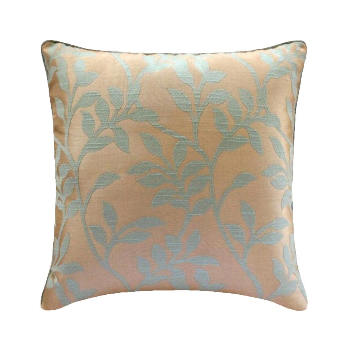 Leafy Heaven - Blue Jacquard Weave Throw Pillow Cover