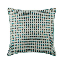 Retro Dots - Blue Jacquard Weave Throw Pillow Cover