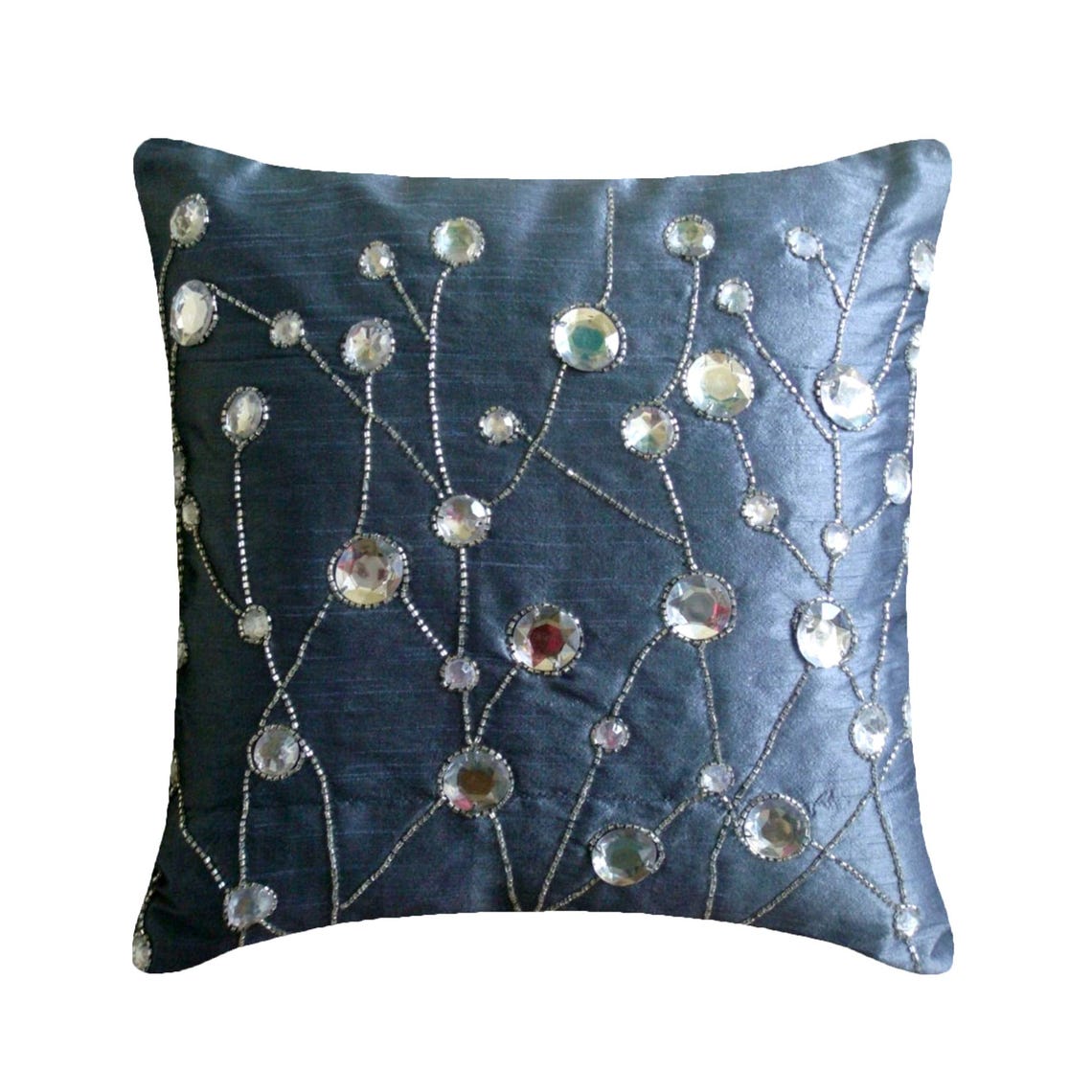 Dew Drop Diamond Beaded Throw Pillow Cover