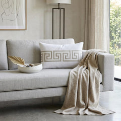 Ivory And Gray Linen Throw Pillow Cover - Caesar’s Line
