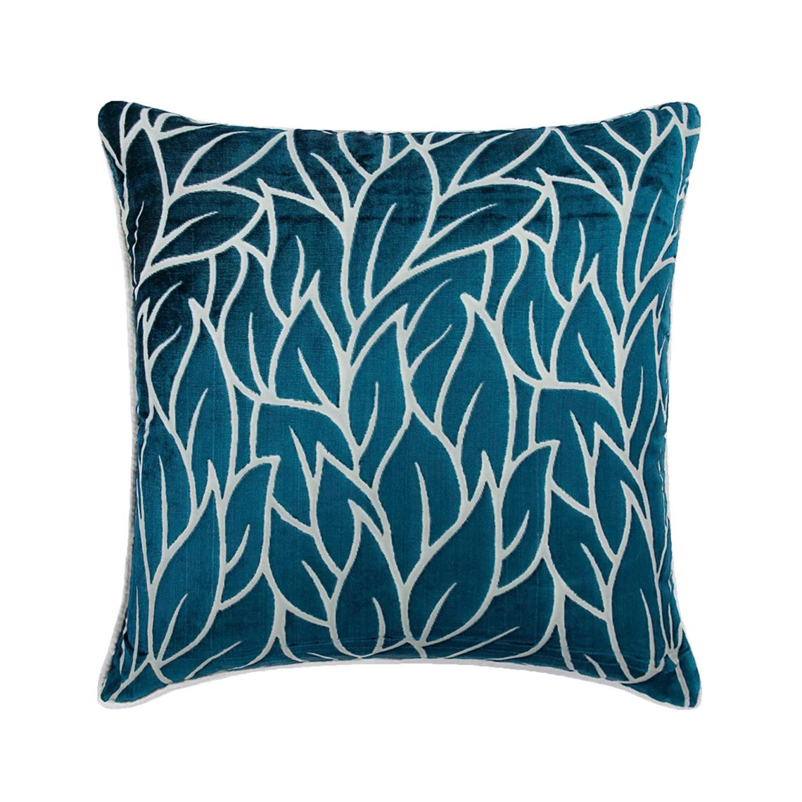 Teal Blue Spruce Velvet Leaf Throw Pillow Cover
