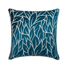 Teal Blue Spruce Velvet Leaf Throw Pillow Cover