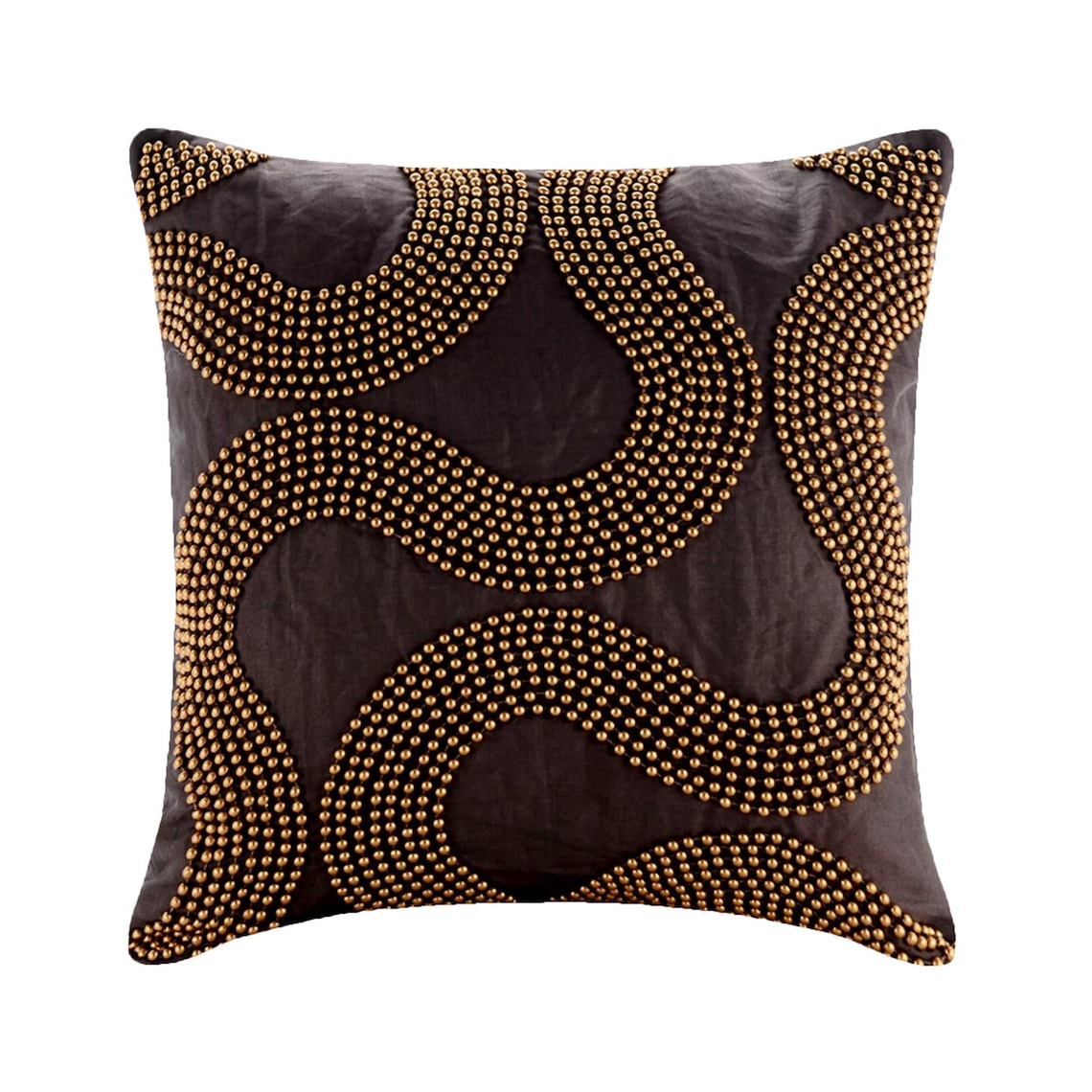 Gold Bead Trail - Brown Cotton Linen Decorative Euro Sham