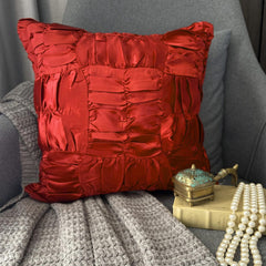 Dreamy Ruby Red - Red Satin Decorative Euro Sham