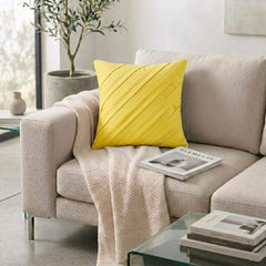 Contemporary Yellow - Yellow Faux Suede Throw Pillow Cover