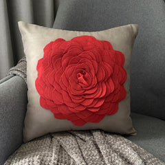Red Rose - Taupe Faux Suede Decorative Euro Sham