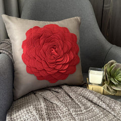 Red Rose - Taupe Faux Suede Decorative Euro Sham