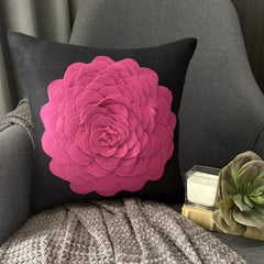 Hot Pink Rose - Beige & Ivory Faux Suede Decorative Euro Sham