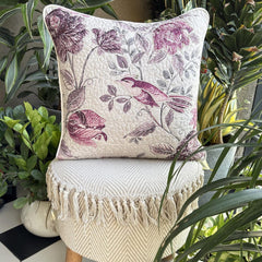 Eileen - Pink Cotton Throw Pillow Cover