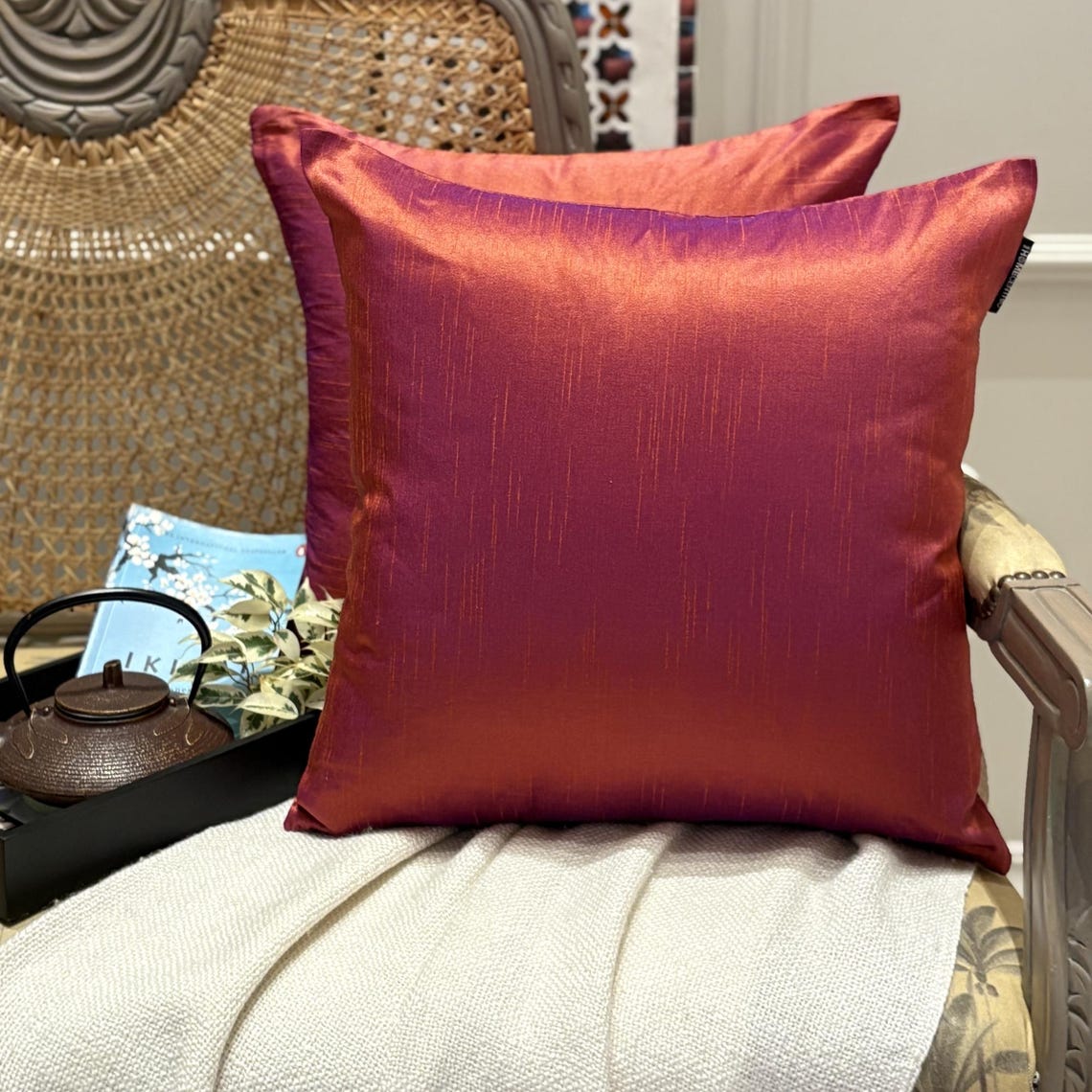 Rust & Purple Luxury Throw Pillow Cover