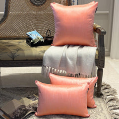 Peach Coral Luxury - Peach & Coral Art Silk Throw Pillow Cover Pack of 2