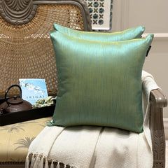 Aqua Yellow Luxury - Aqua Art Silk Throw Pillow Cover Pack of 2