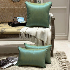 Aqua Yellow Luxury - Aqua Art Silk Throw Pillow Cover Pack of 2