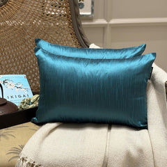 Teal Blue Luxury - Teal Blue Art Silk Throw Pillow Cover Pack of 2