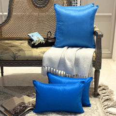 Peacock Blue Luxury Pack of 2 - Peacock Blue Art Silk Throw Pillow Cover