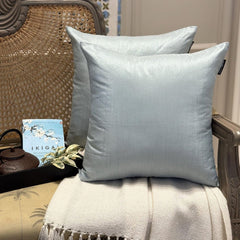 Dusky Blue Luxury Pack of 2 - Dusky Blue Luxury Art Silk Throw Pillow Cover