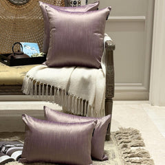 Cream Purple Luxury - Cream & Purple Silk Throw Pillow Cover Pack of 2