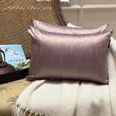Cream Purple Luxury - Cream & Purple Silk Throw Pillow Cover Pack of 2