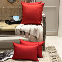 Blood Red Luxury Pack of 2 - Blood Red Art Silk Throw Pillow Cover