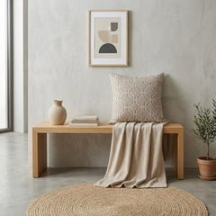 Beige Linen Throw Pillow Cover - Earthline Hex