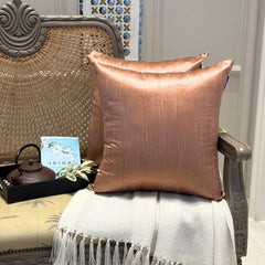 Copper Luxury Pack of 2 - Copper Art Silk Throw Pillow Cover