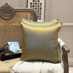 Turquoise Gold Luxury Pack of 2 - Turquoise & Gold Art Silk Throw Pillow Cover