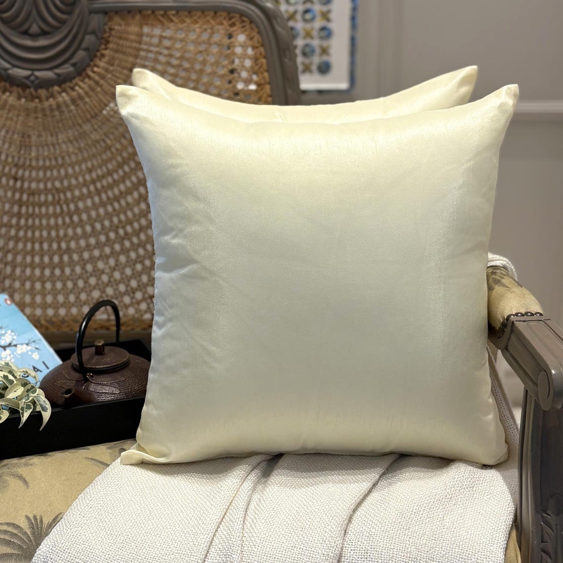 Cream Luxury Throw Pillow Cover