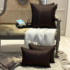 Dark Brown Luxury Pack of 2 - Brown Art Silk Throw Pillow Cover