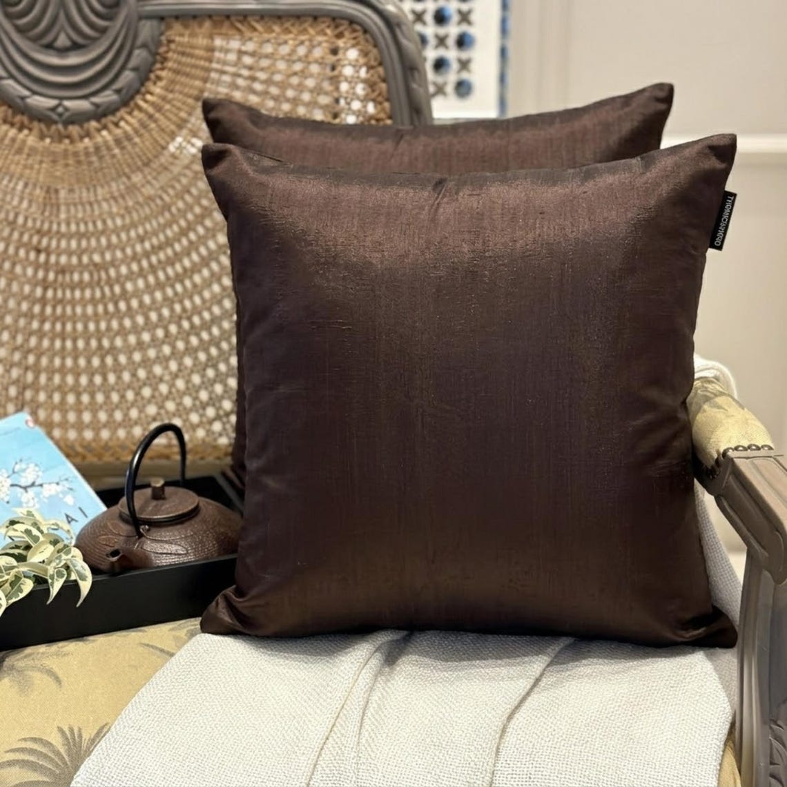 Dark Brown Luxury Throw Pillow Cover