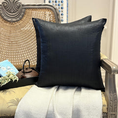 Black Luxury Pack of 2 - Black Art Silk Throw Pillow Cover