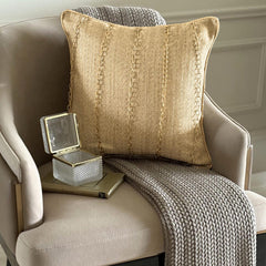 Chain Reaction Gold - Gold & Beige Jute Decorative Euro Sham